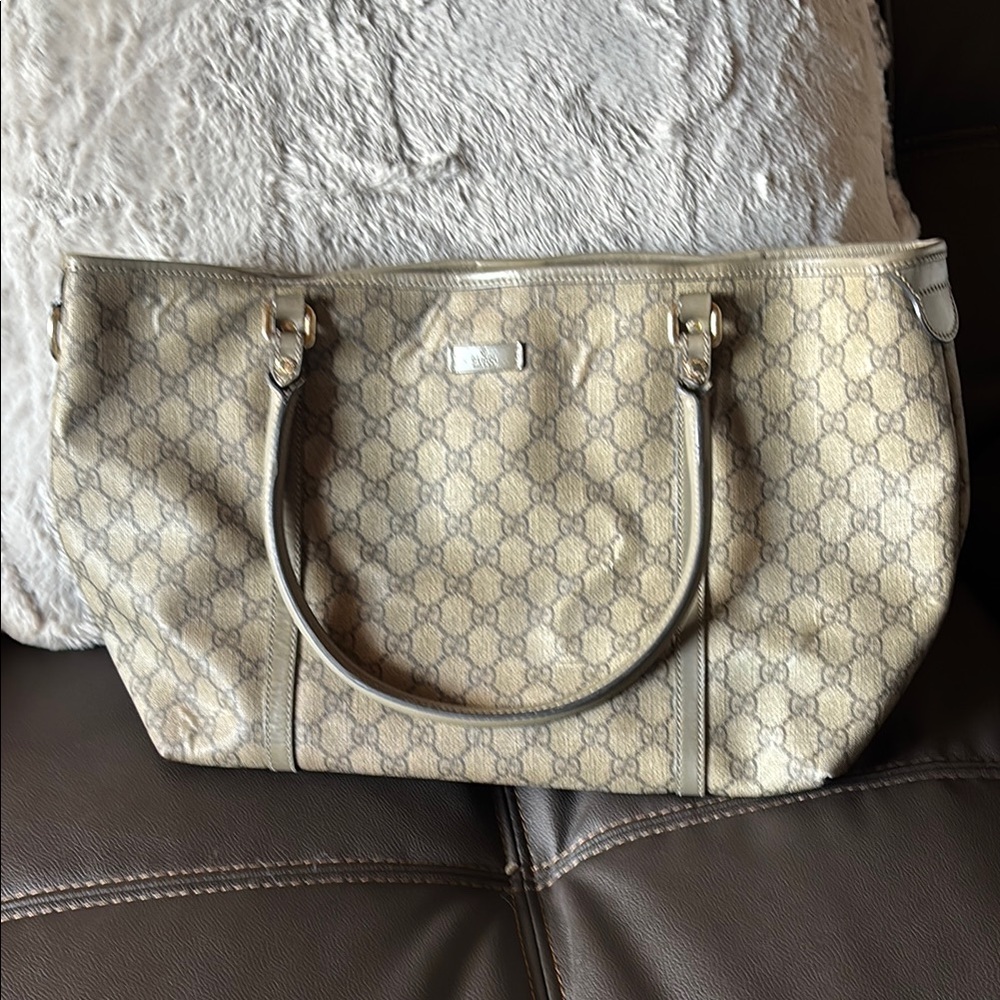 Gucci Cream Monogram Tote Bag